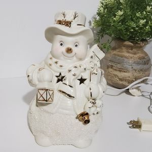 Ceramic Snowman Lamp Night Star Christmas